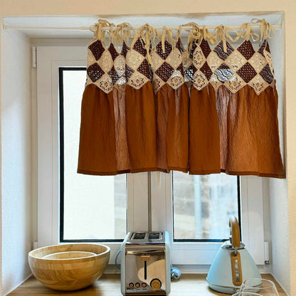 Rustic Boho Crochet Short Curtain