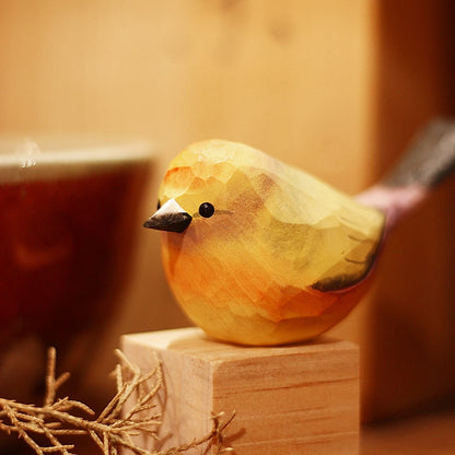 Hand-Carved Wooden Bird Figurine