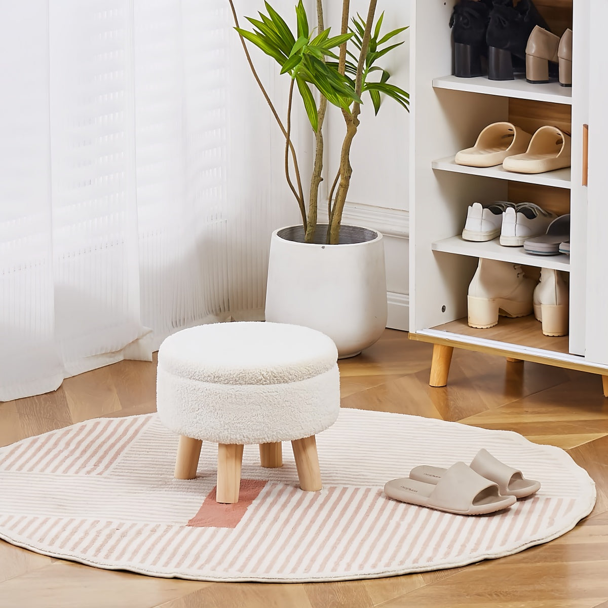 Modern Teddy Velvet Storage Ottoman
