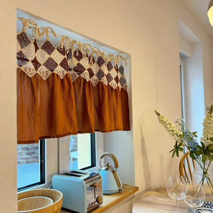 Rustic Boho Crochet Short Curtain