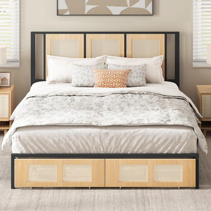 Arden Boho Rattan Platform Bed