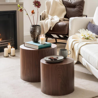 Modern Nesting Drum Coffee Table Set