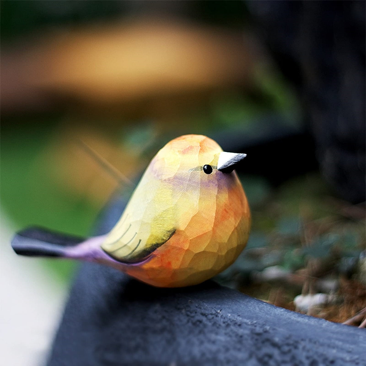 Hand-Carved Wooden Bird Figurine
