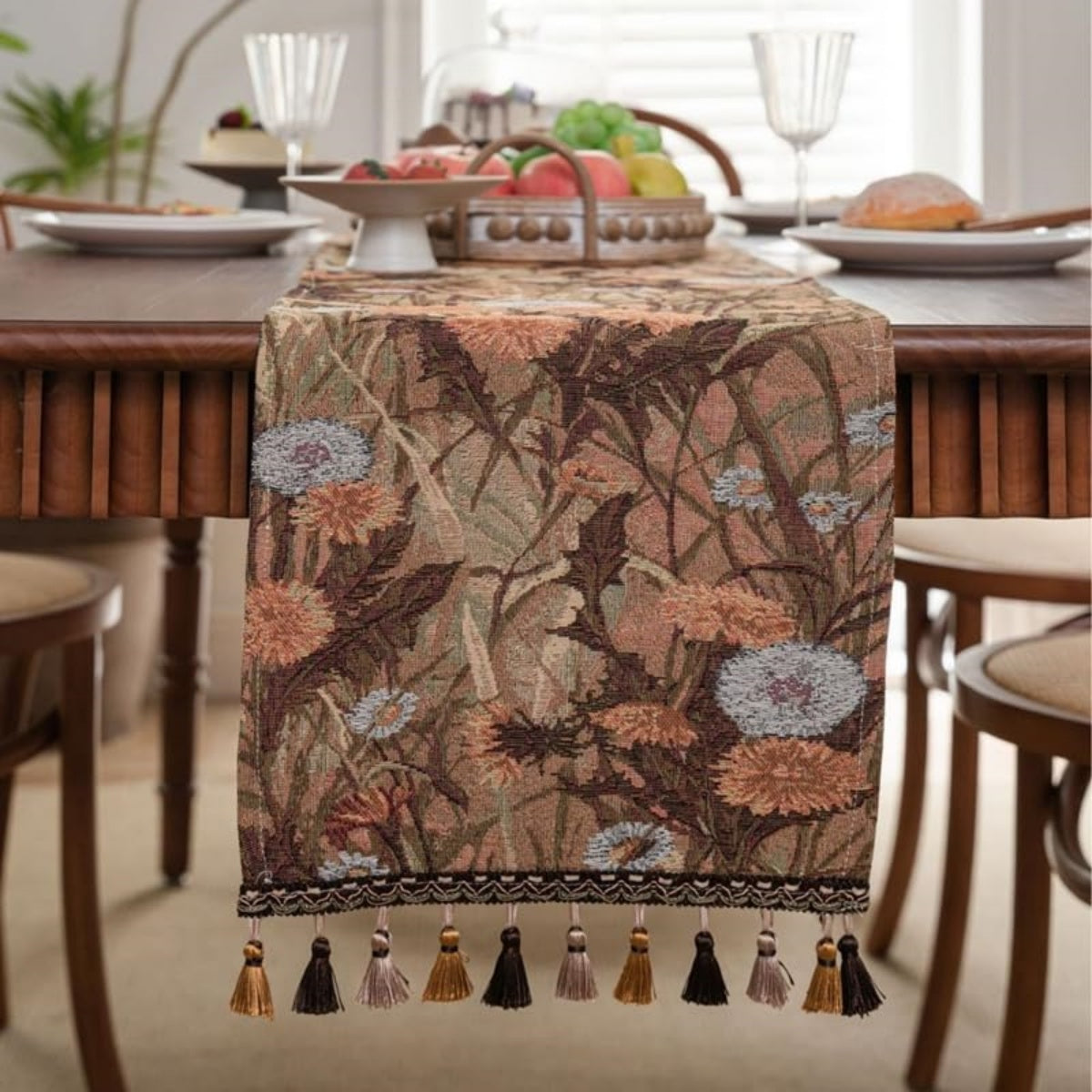 Vintage Dandelion Tassel Table Runner