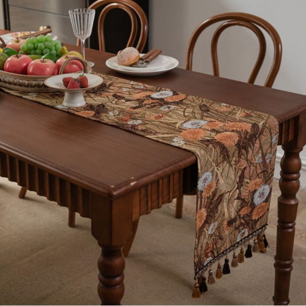 Vintage Dandelion Tassel Table Runner