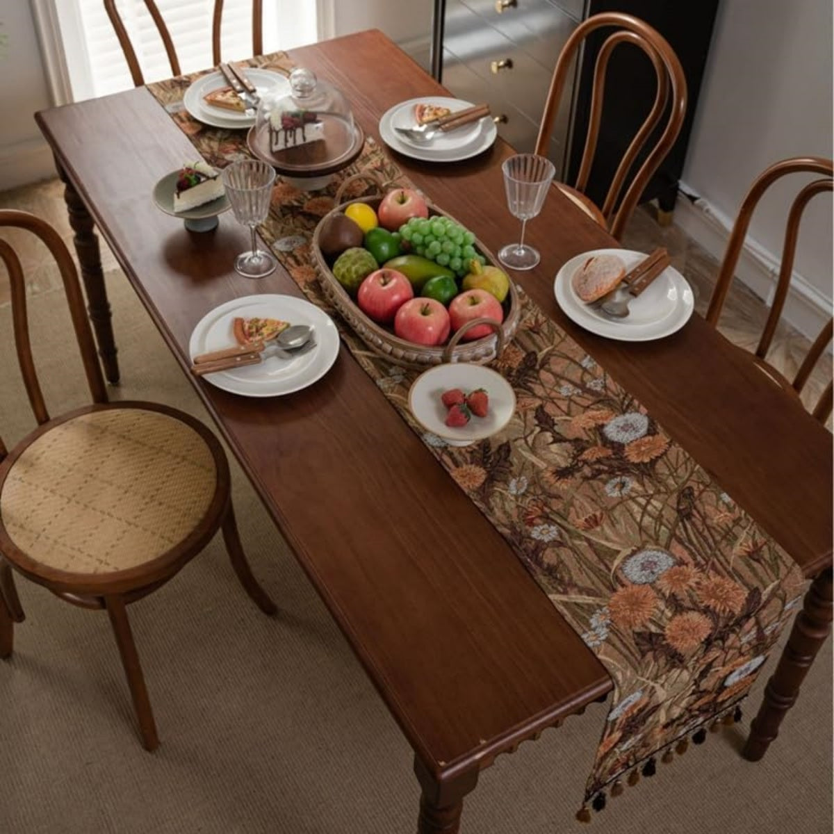 Vintage Dandelion Tassel Table Runner