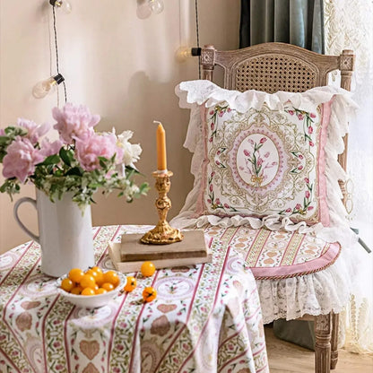 Powder Grace French Luxury Lace Throw Pillow