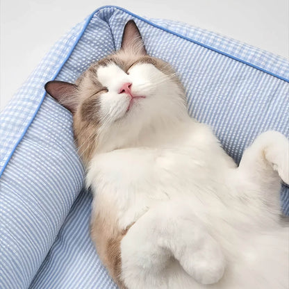 Pale Blue Plaid Pet Bed