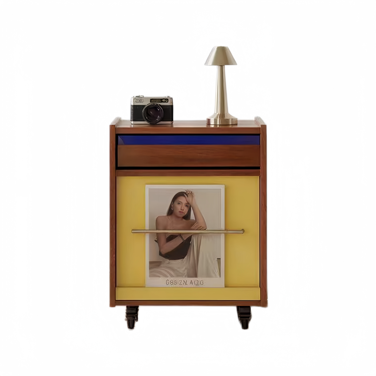 Retro Wheeled Multi‑Purpose Bedside Storage Cabinet