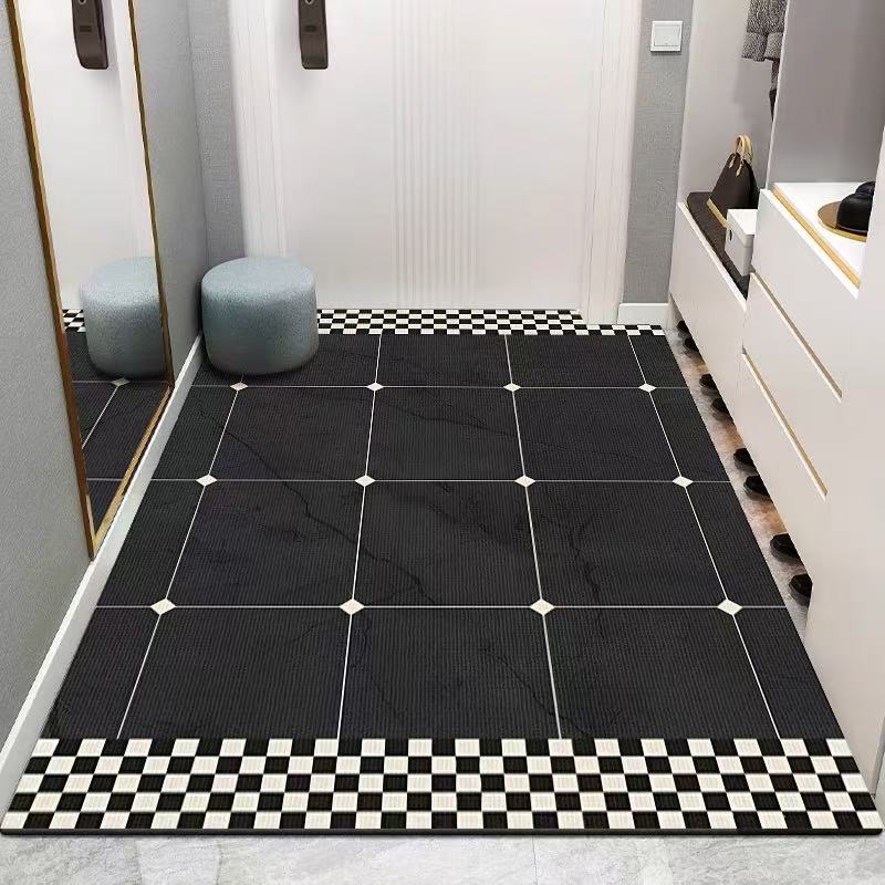 Checkerboard retro rug (black)