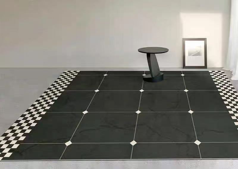 Checkerboard retro rug (black)