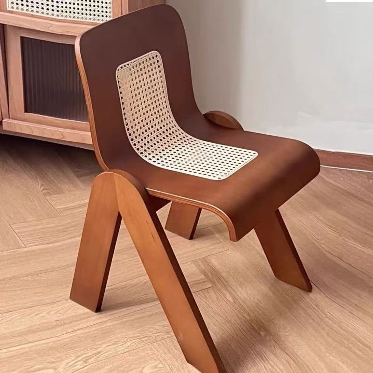 Wabi-Sabi Vintage Rattan Dining Chair