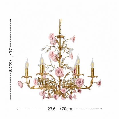 Vintage French Country Rose Chandelier
