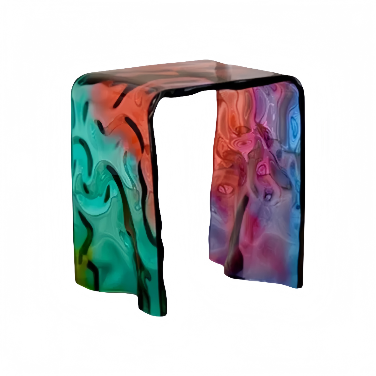 Wave-Pattern Acrylic Cube Stool