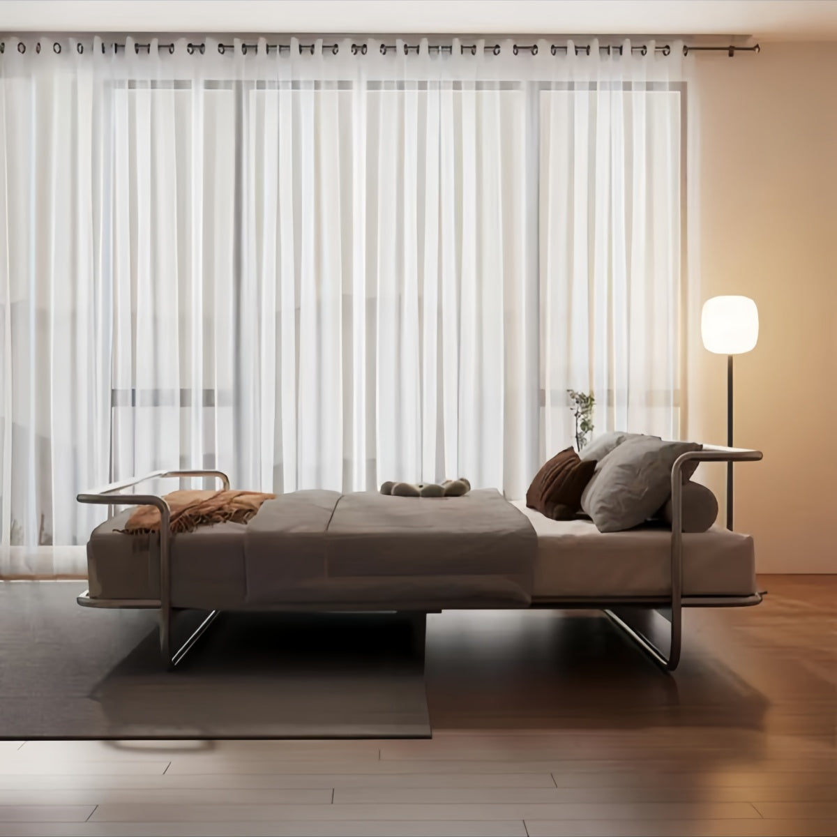 Minimalist Floating Stainless Steel Bed Frame