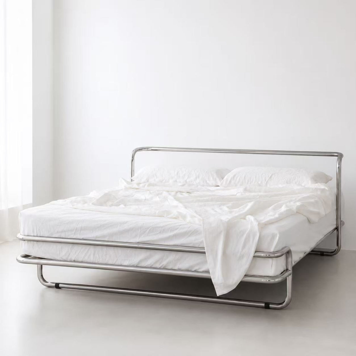 Minimalist Floating Stainless Steel Bed Frame