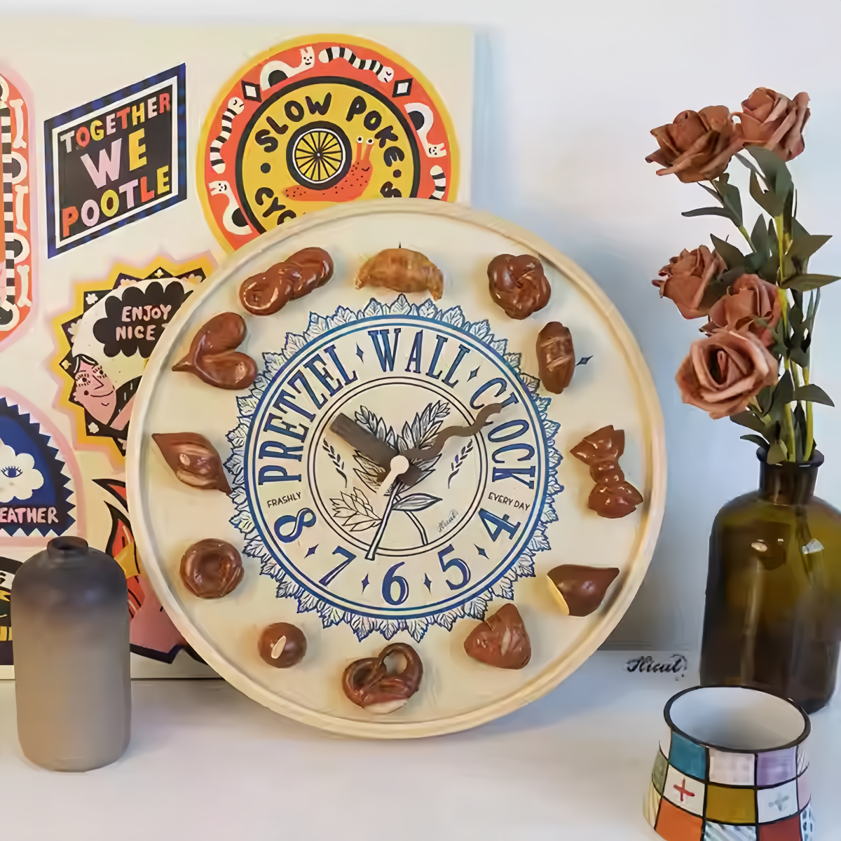 Vintage Wooden Magnetic Silent Wall Clock
