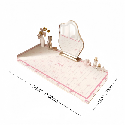 Cute Pink Bow Makeup Vanity Desk Mat