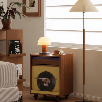 Retro Wheeled Multi‑Purpose Bedside Storage Cabinet