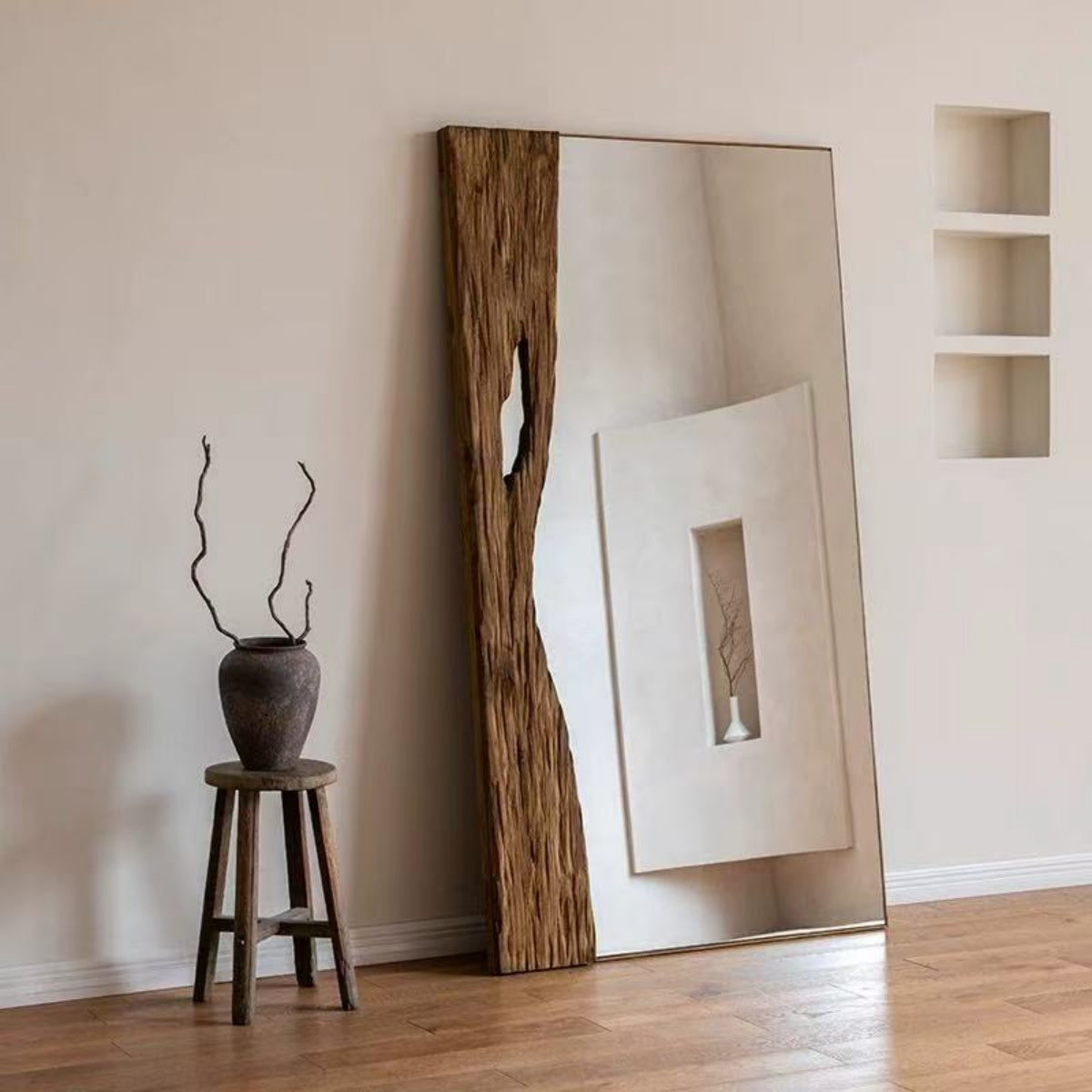 Wabi-Sabi Solid Wood Floor Mirror