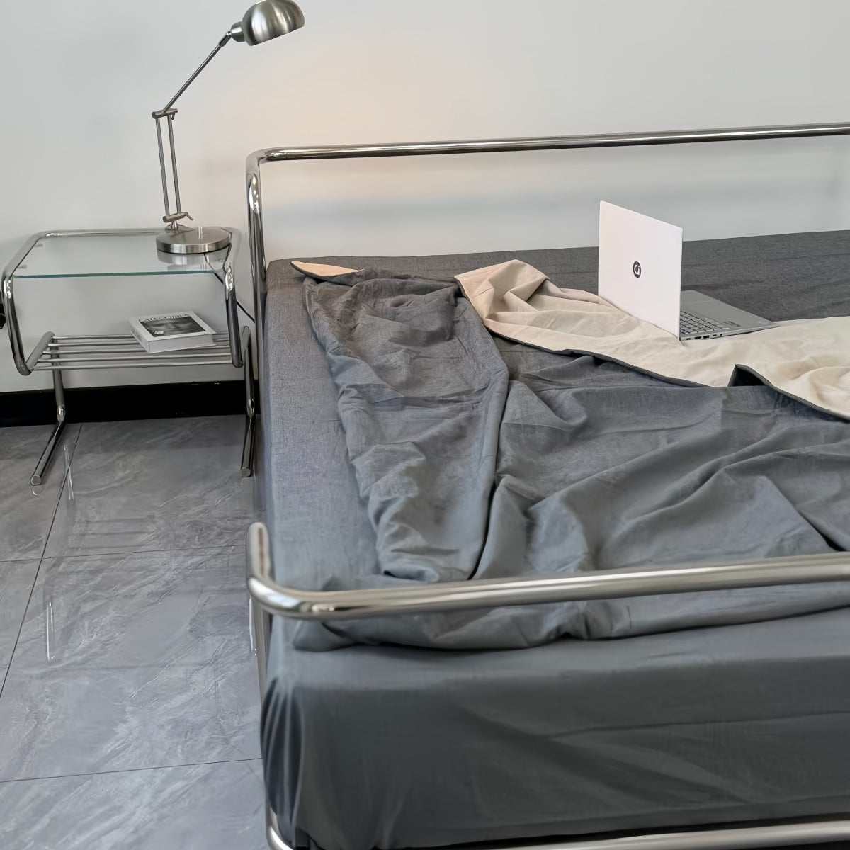 Minimalist Floating Stainless Steel Bed Frame