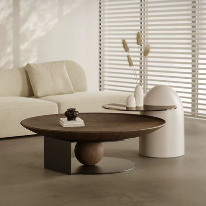 Verno Walnut Round Coffee Table Set