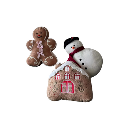 Christmas Gingerbread Snowman Plush Pillow