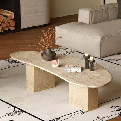 Aristea Travertine Geometric Coffee Table