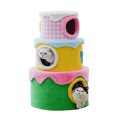 Birthday Cake Cat Tree|Soft fleece and fabric covering 