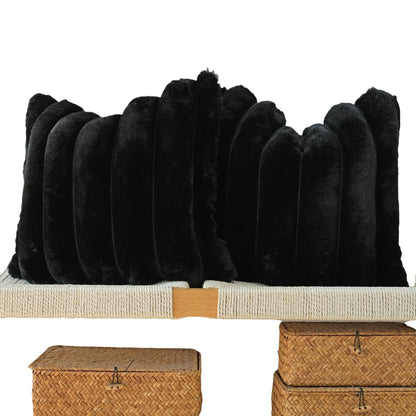 Black Faux Fur Plush Throw Pillow Covers|Versatile Decoration