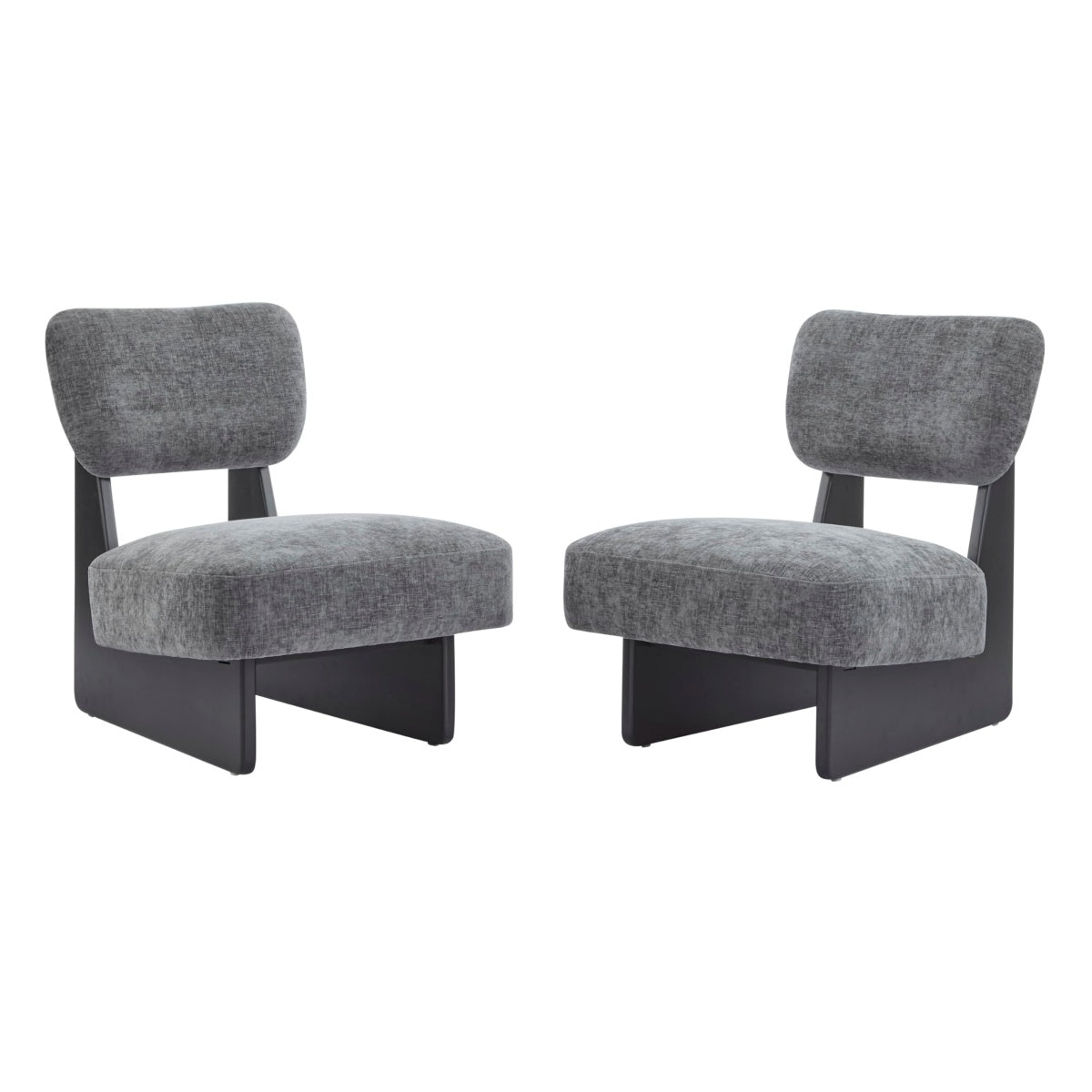Black_Modern Armless Accent Chairs|Solid Wood Frame & Base