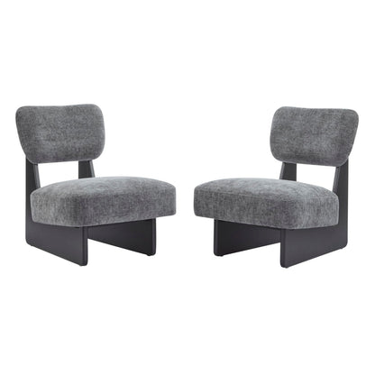 Black_Modern Armless Accent Chairs|Solid Wood Frame & Base