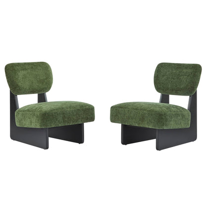 Black_green_Modern Armless Accent Chairs|Comfortable Upholstered Seat