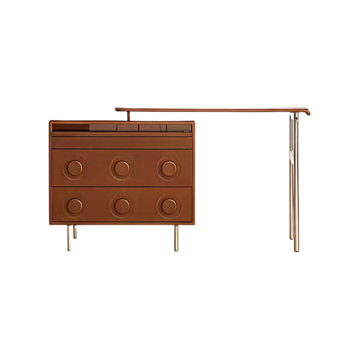 Elysian Vanity Desk|Vintage-inspired solid wood construction with a warm finish