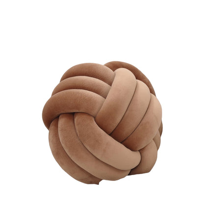 Brown Knotted Round Throw Pillow|Multi-Use Functionality: Works as a throw pillow, decorative cushion, or pet toy—great for beds, couches, or play areas.