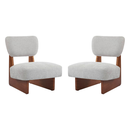 Brown Modern Armless Accent Chairs|Sleek Minimalist Design