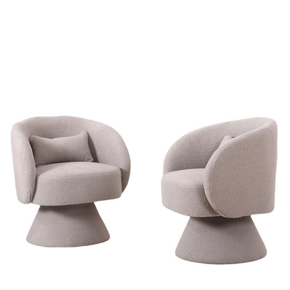 Brown Modern Swivel Barrel Chairs|Supportive S-Shaped Spring
