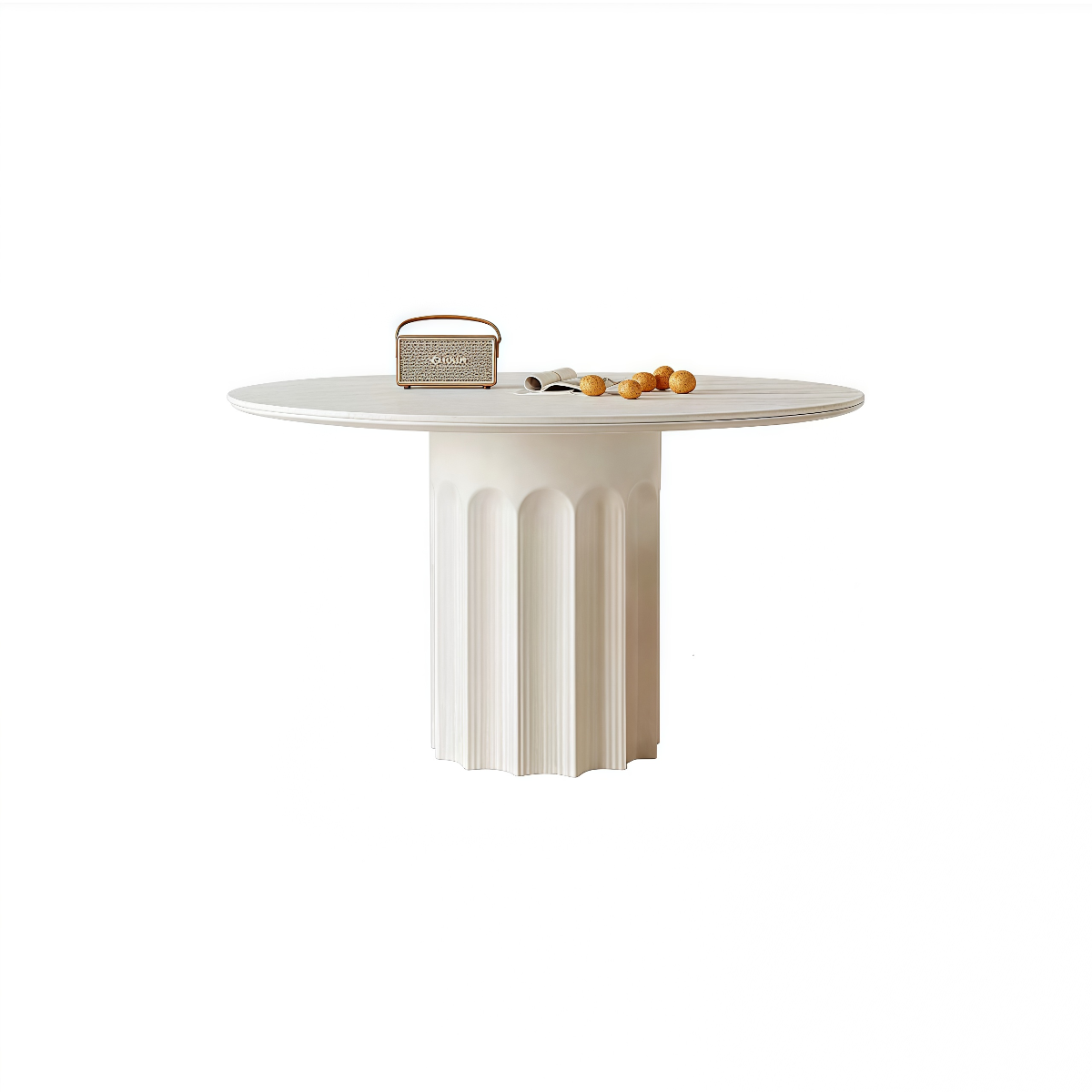Eloise Pleated Pedestal Table|Sculpted pleated pedestal base with a fabric-like texture