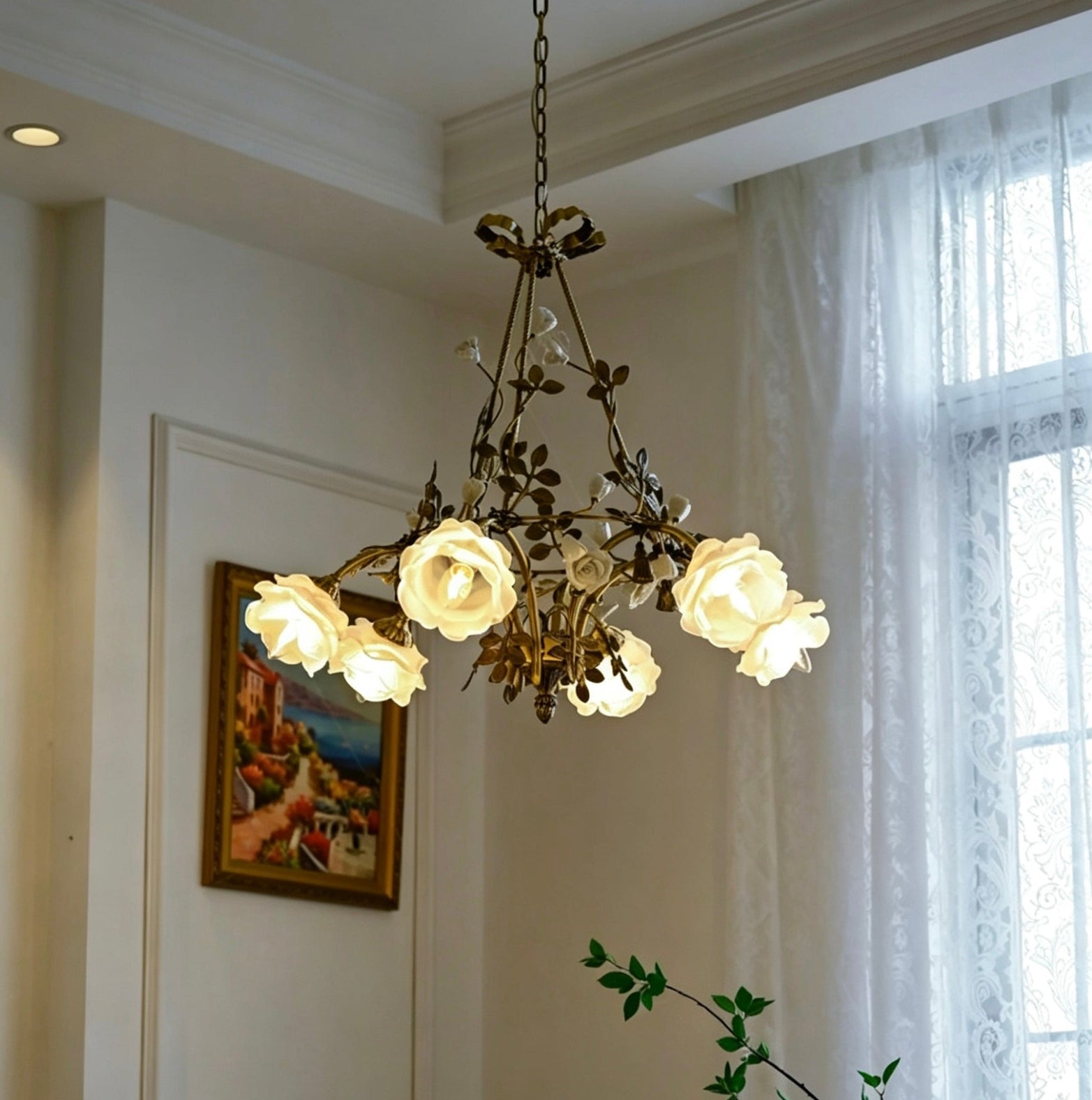 Vintage French Bronze Chandelier