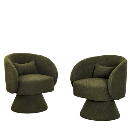 Green Modern Swivel Barrel Chairs|Supportive S-Shaped Spring