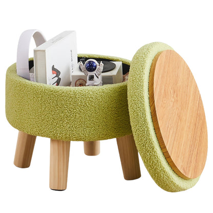 Green Modern Teddy Velvet Storage Ottoman|Aesthetic gift idea for holidays, birthdays, and special occasions