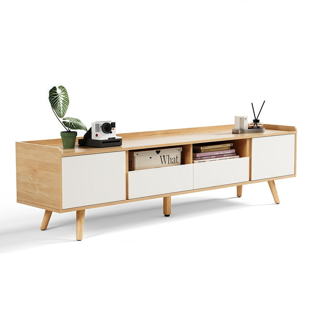 Harper Woodgrain TV Stand|Easy Assembly: Includes clear instructions and labeled parts for a quick, stress-free setup.