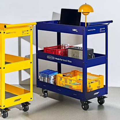 Industrial Rolling Cart with Wheels | Metal Storage Organizer Trolley |  Aroomy