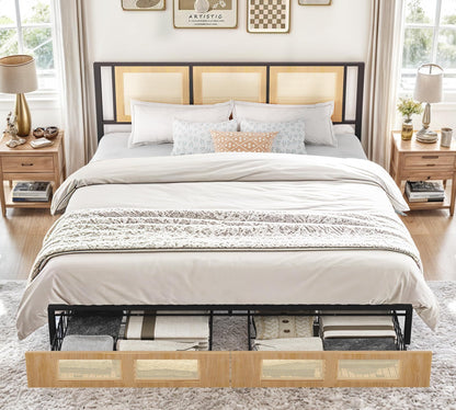Arden Boho Rattan Platform Bed