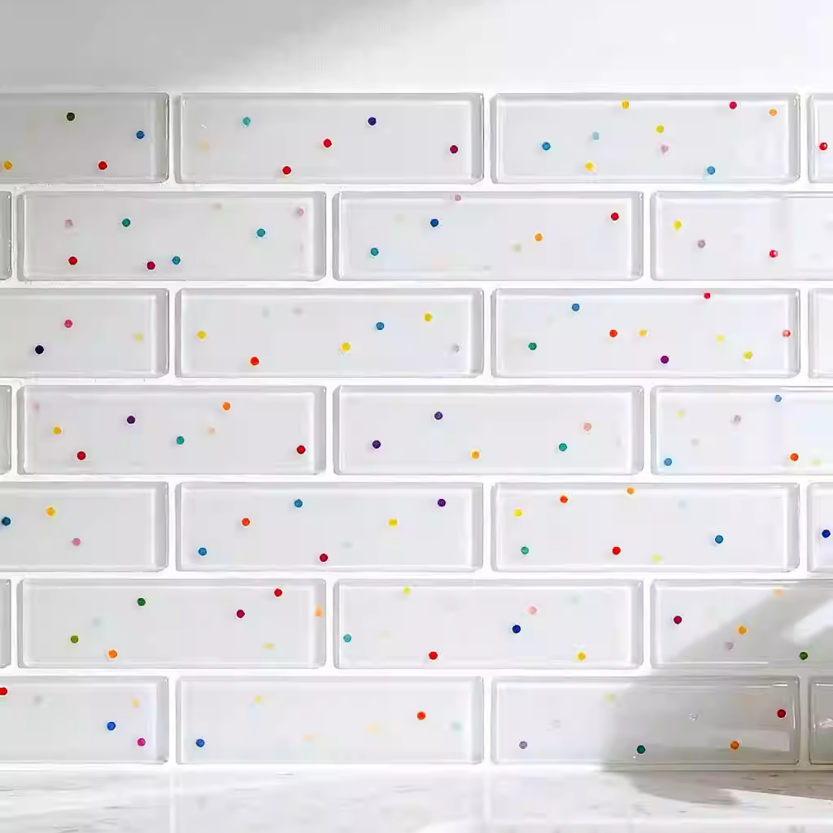 LumiWall 3D Decor Polka Dots 3D wall stickers covering a sunlit wall in a minimalist room