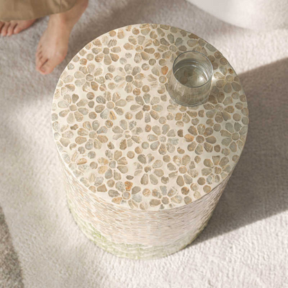 Feather Leaf Colorful Shell Side Table