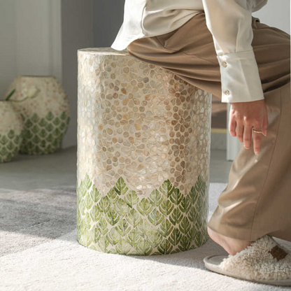 Feather Leaf Colorful Shell Side Table