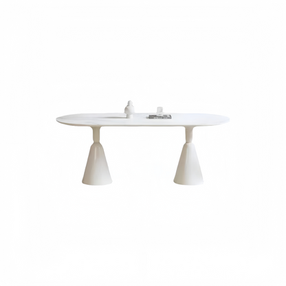 Margaux Sculpted Base Table|Soft linen slipcover with a relaxed drape