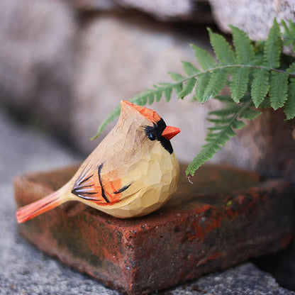 Hand-Carved Wooden Bird Figurine