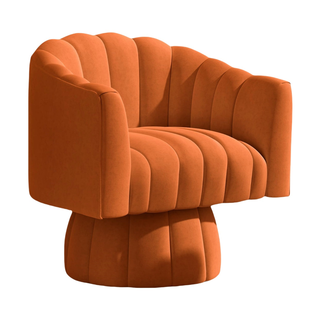 Orange Mid-Century Modern Swivel Barrel Chair|Stylish & Adaptable
